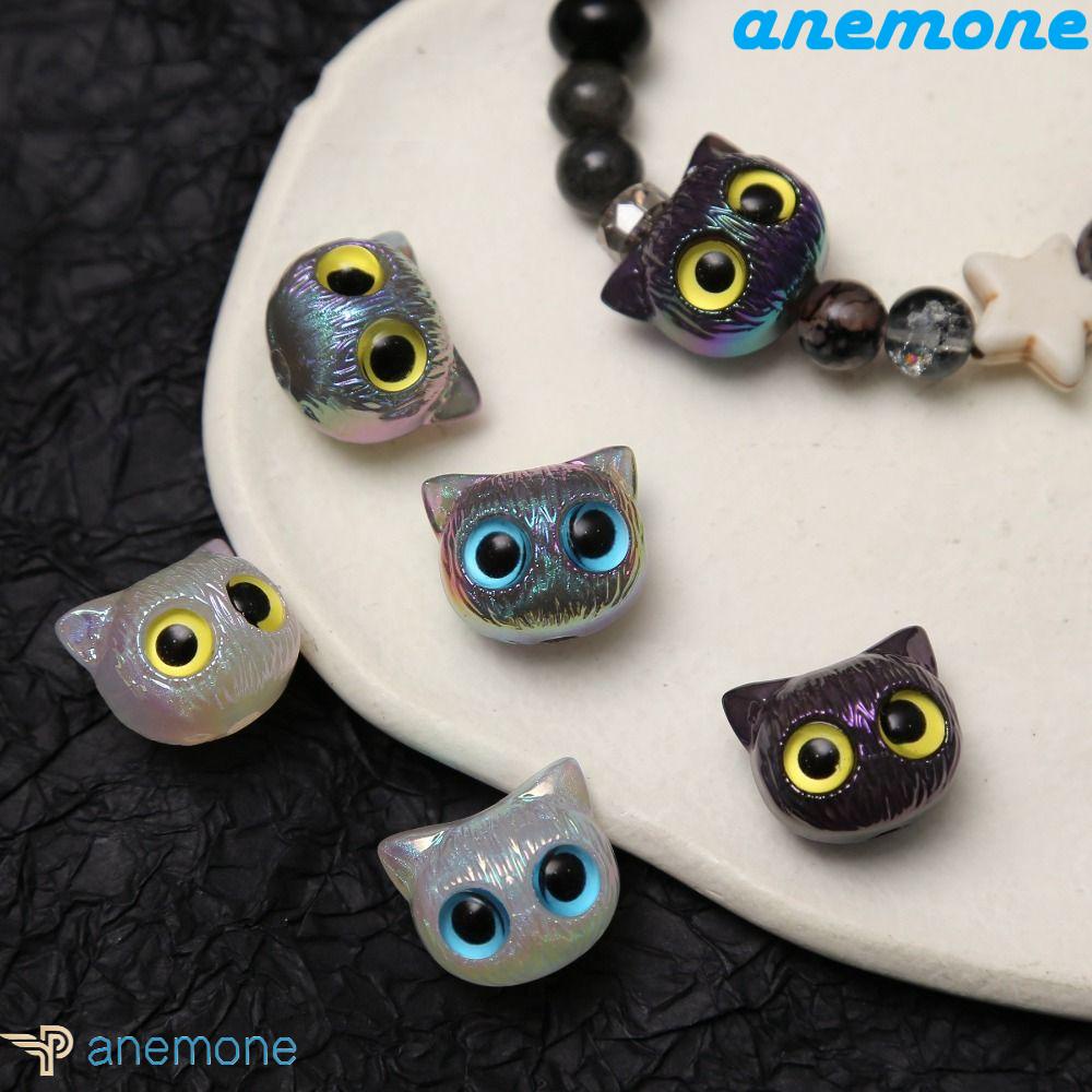 Túi 3 Hạt Xỏ Vòng Tay Bằng Acrylic Hình Mèo Mắt To Dễ Thương DIY