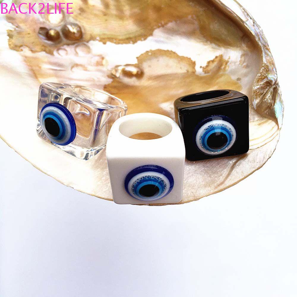 Nhẫn Nhựa Acrylic Trong Suốt Hình Đôi Mắt Màu Trắng / Xanh Dương Phong Cách Hip Hop Thời Trang Unisex Dự Tiệc 2Li