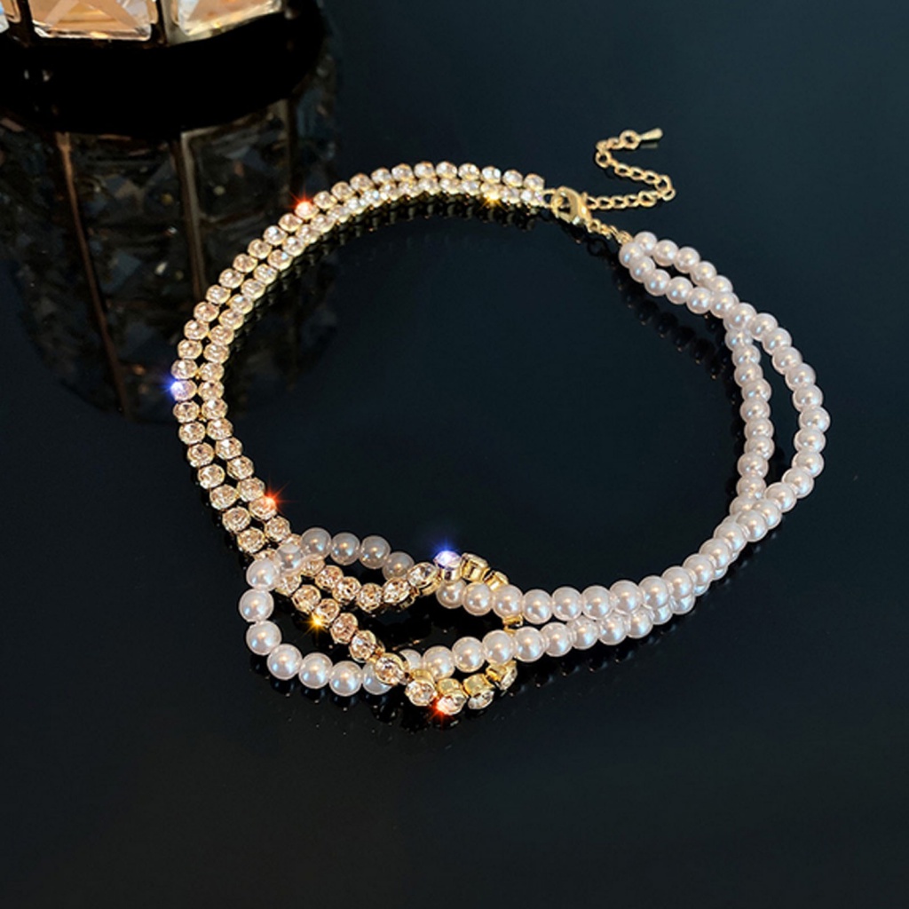 Dây Chuyền Hai Lớp Đính Ngọc Trai Nhân Tạo Thời Trang Dành Cho Nữ