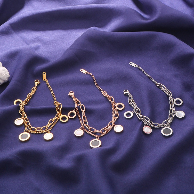 Ygt Vòng Tay Nhiều Lớp Bằng Thép Titan Mặt Hình Đồng Xu Và Thánh Giá Đính Ngọc Trai Phong Cách Punk Gothic Punk Cổ