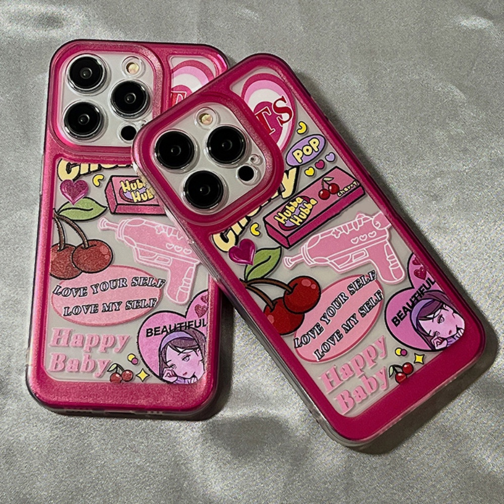 Ốp Điện Thoại TPU Mềm Chống Bụi Chống Rơi In Hình Cô Gái Màu Hồng Cho IPhone 14 13 12 11 Pro Max X XR 8 7 Plus