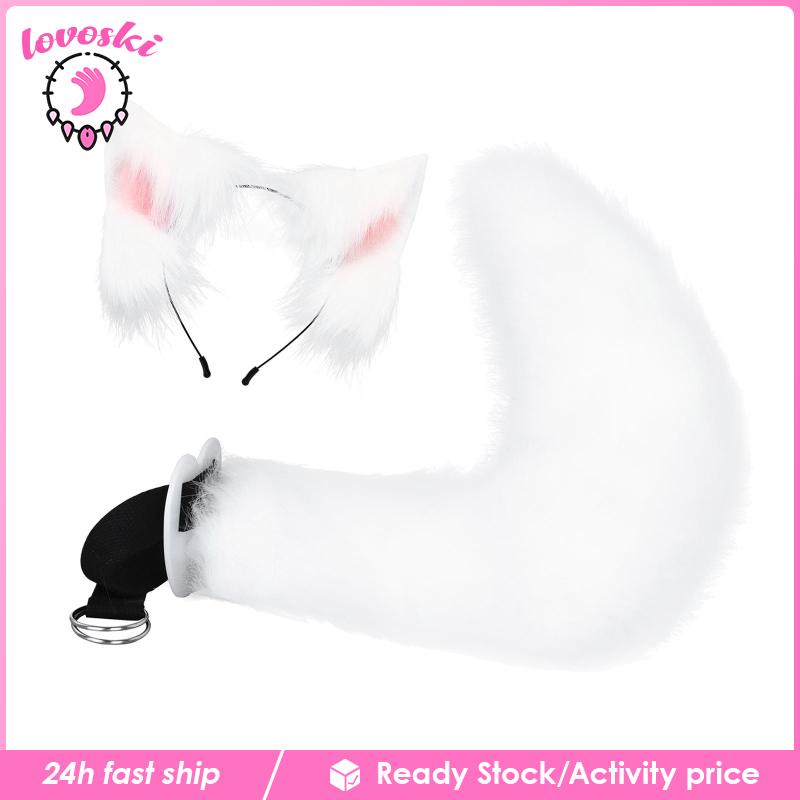 Bộ Kẹp Tóc Tai Và Đuôi Lông Giả Hóa Trang Cho Nữ