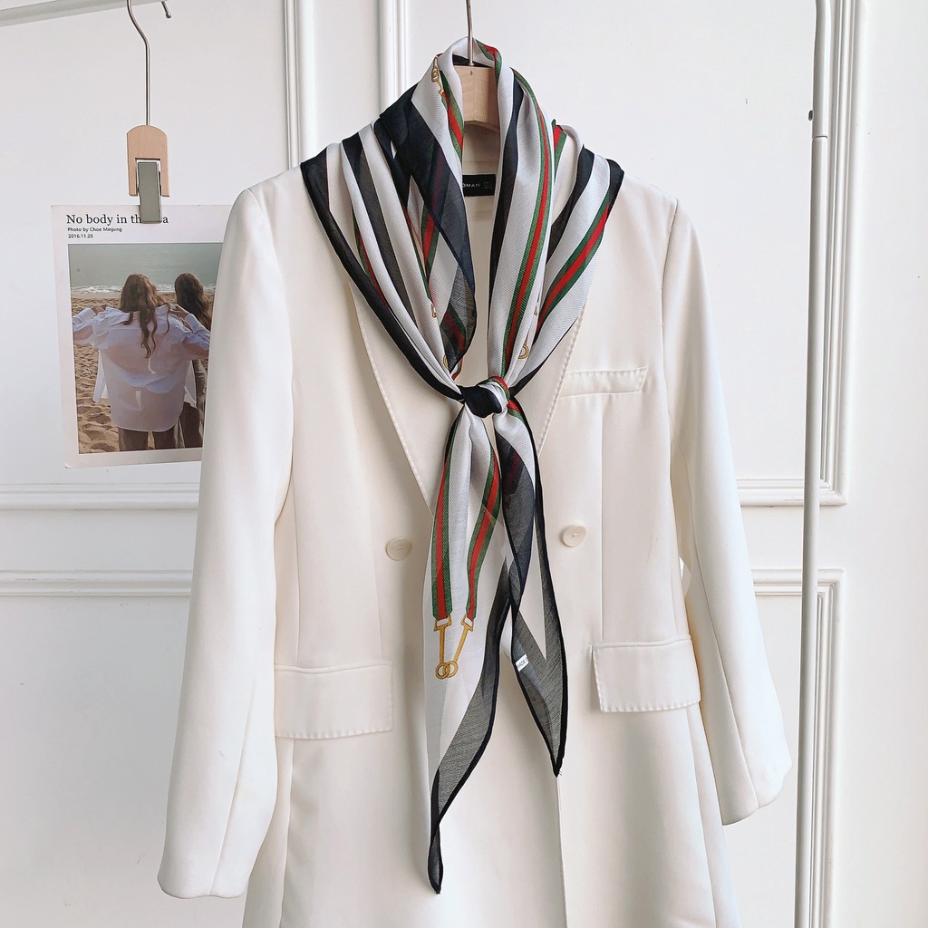 Hàng Mới Về Khăn Quàng Cổ Lụa In Họa Tiết Kim Cương Thời Trang Xuân Thu Trang Trí Thanh Lịch Dành Cho Nữ