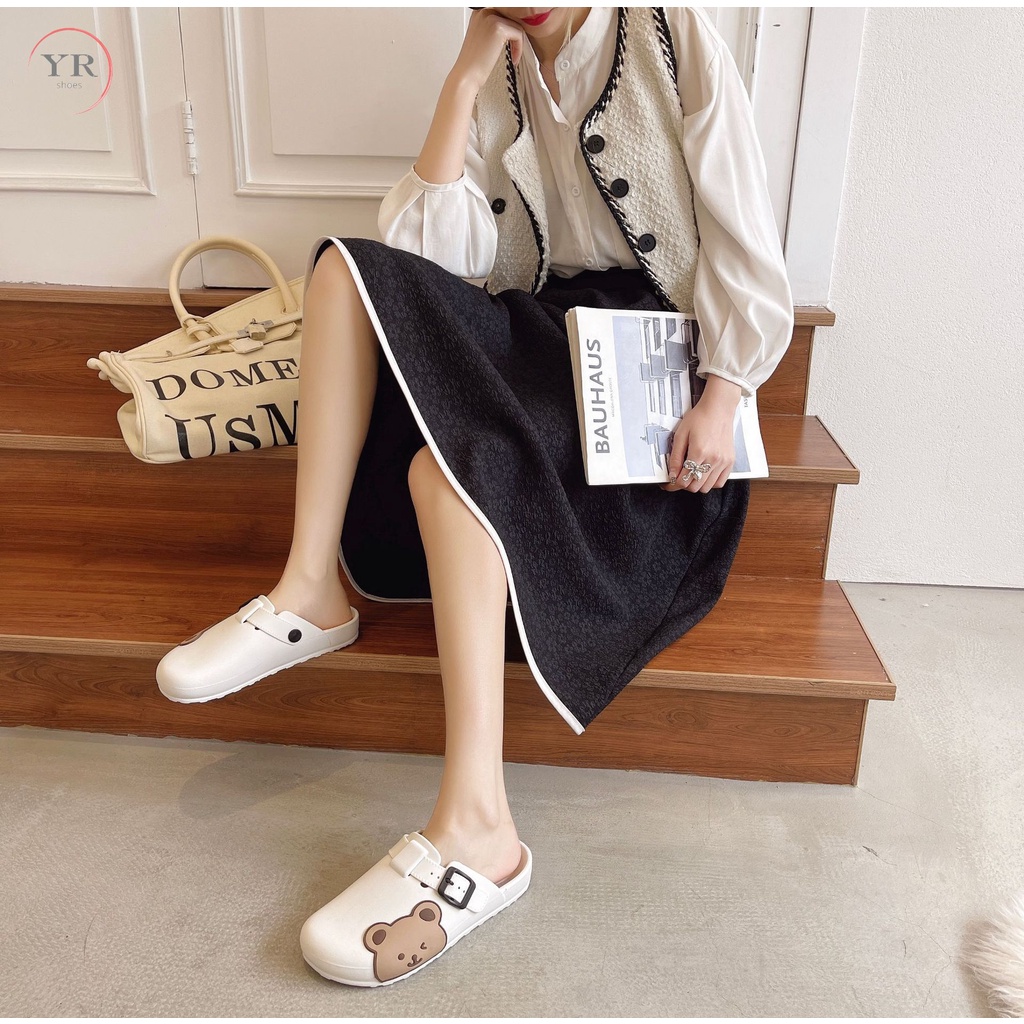 Dép Quai Ngang Chống Trượt In Hình Gấu Hoạt Hình Dễ Thương Cho Cặp Đôi