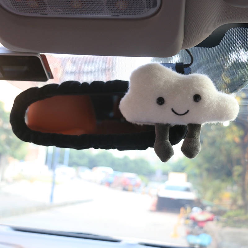 Car Interior Rearview Mirror Decoration Set Female Creative Trending Cartoon Cute Universal Car Rearview Mirror Protective Cover Jqdi
