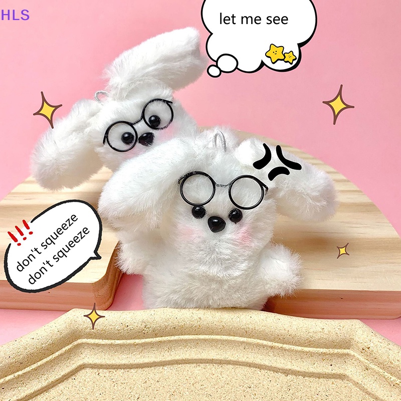 [HLS] Móc Khóa Thỏ Nhồi Bông Mềm Mại Đeo Kính Có Thể Tháo Rời Trang Trí Xe Hơi / Phòng Khách