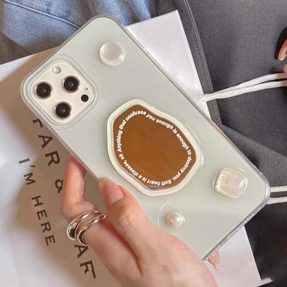 Ốp Điện Thoại TPU Mềm Trong Suốt Đính Ngọc Trai 3D Lấp Lánh Chống Sốc Cho IPhone 14 13 12 11 Pro Max X XR 8 7 Plus SE