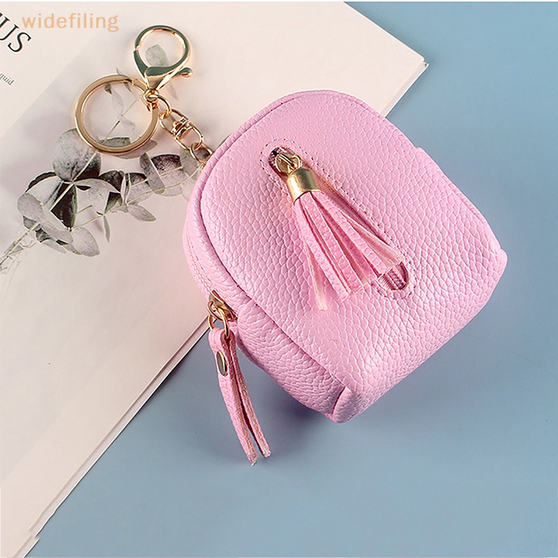 Ví Da PU Mini Màu Trơn Có Khóa Kéo Dùng Đựng Tiền Xu Dành Cho Nữ