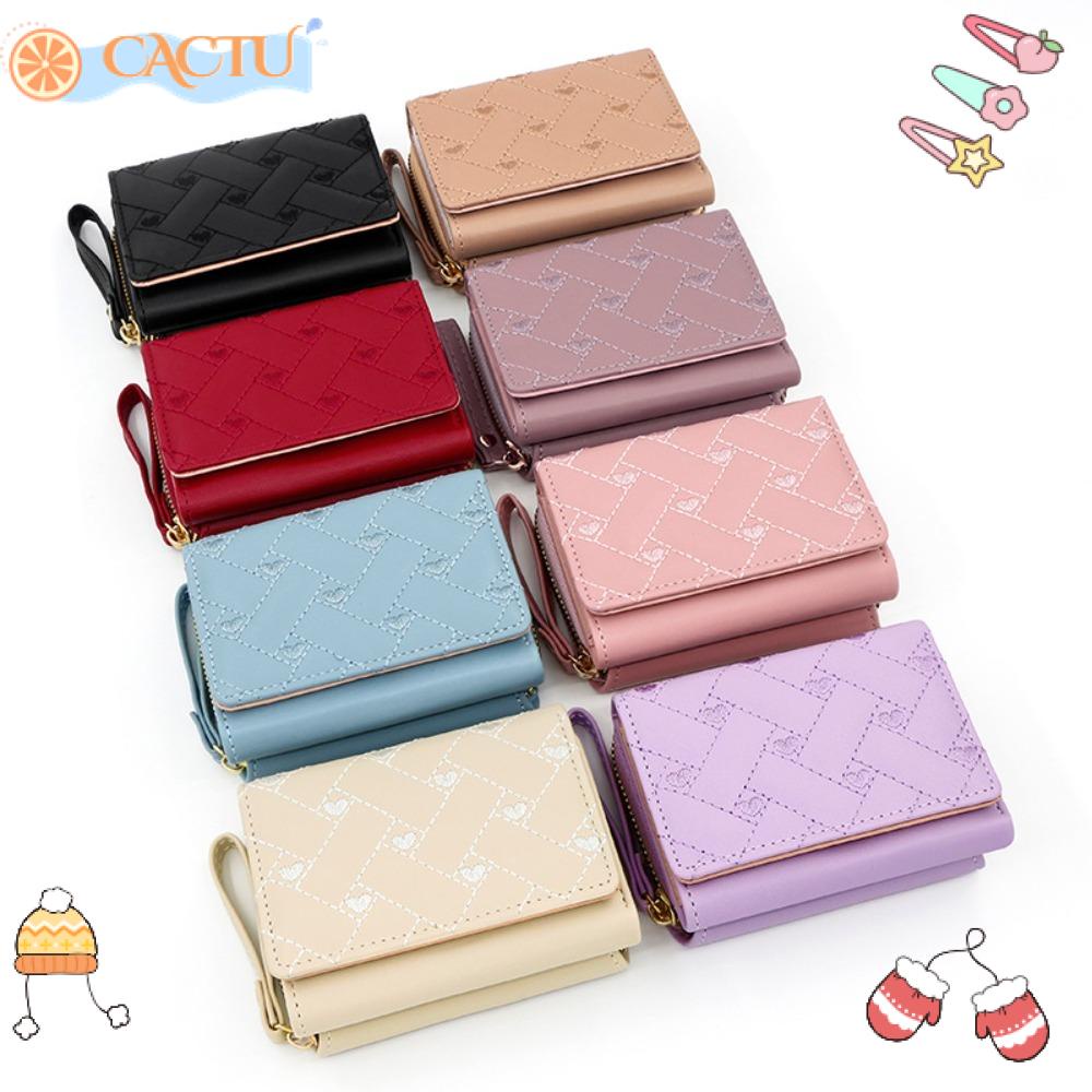 CACTU Ví Cầm Tay Thêu Họa Tiết Trái Tim Xinh Xắn Cho Nữ