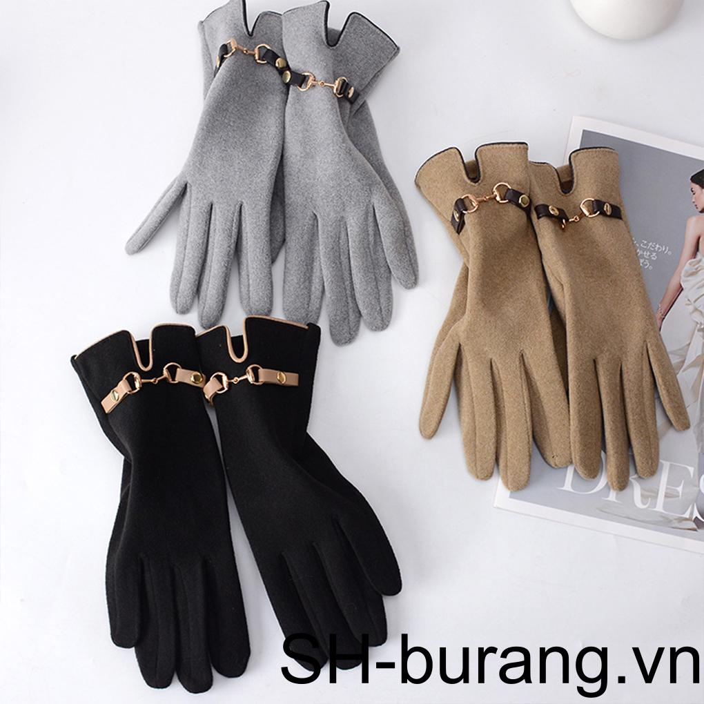 1 Đôi Găng Tay Giữ Ấm Màu Sắc Đơn Giản Cho Nữ