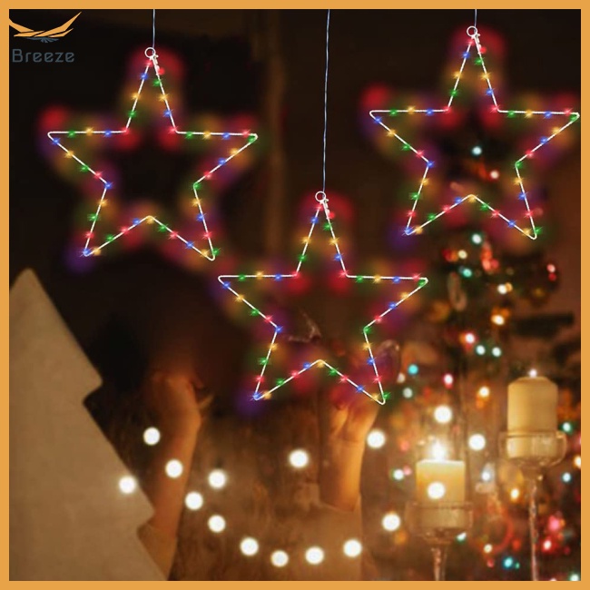 Bộ 3 Đèn Led 45 Bóng 8 Chế Độ Hình Ngôi Sao Trang Trí Lễ Hội Kèm Điều Khiển Từ Xa