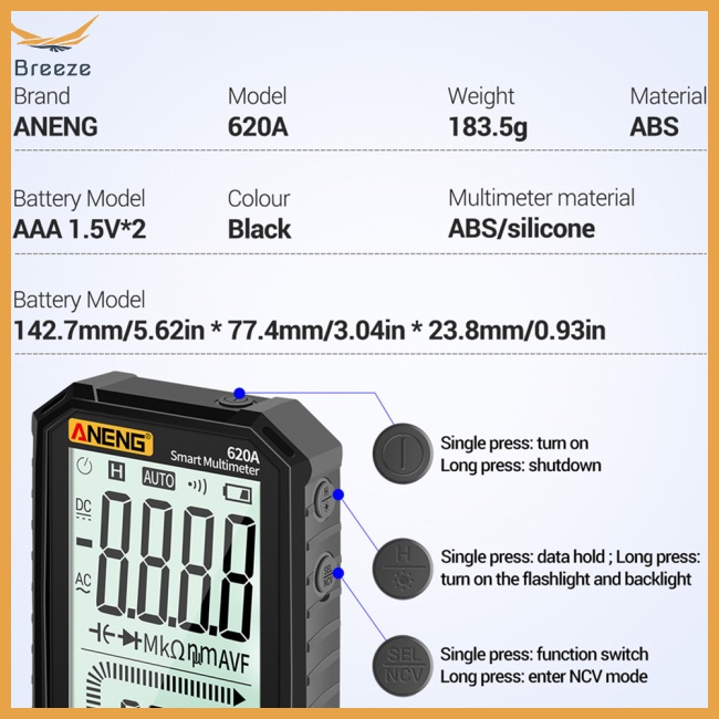 Đồng Hồ Vạn Năng Kỹ Thuật Số 620a Màn Hình Lcd 4.7 Inch