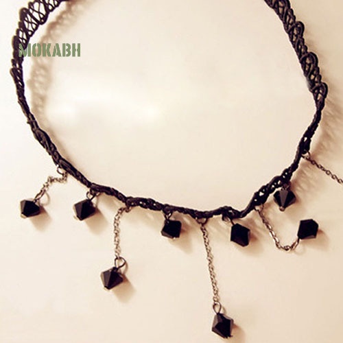 [Mok Abh] Vòng Cổ Choker Đính Đá Và Tua Rua Phong Cách Gothic