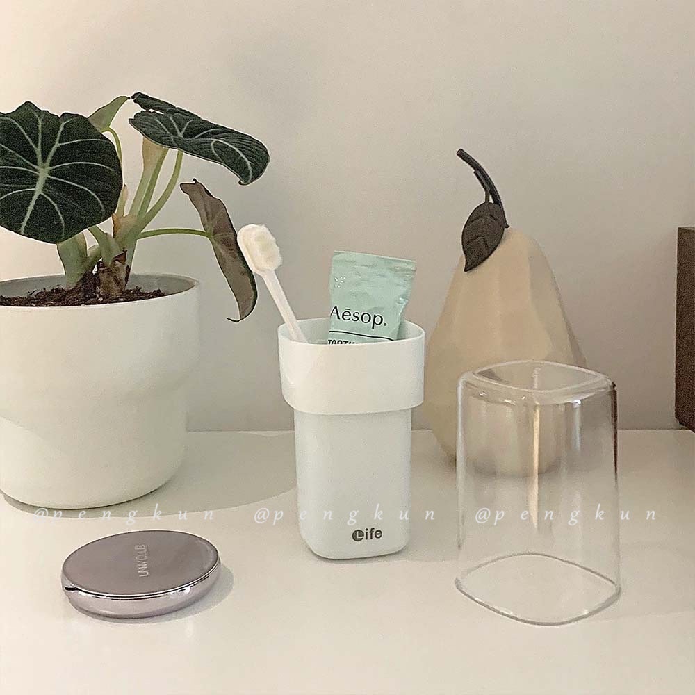 Cốc Đánh Răng Có Nắp Đậy Thiết Kế Đơn Giản Tiện Dụng Mang Theo Du Lịch