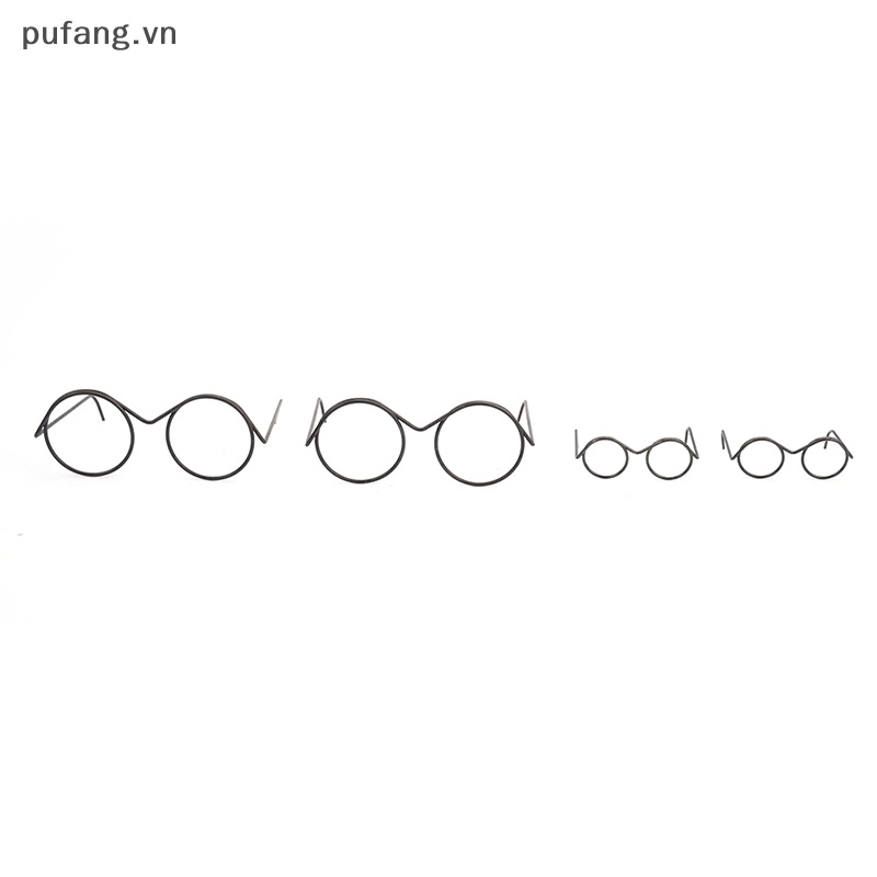 Pufang thời trang khung tròn không thấu kính retro kính búp bê mát mẻ cho phụ kiện búp bê vn
