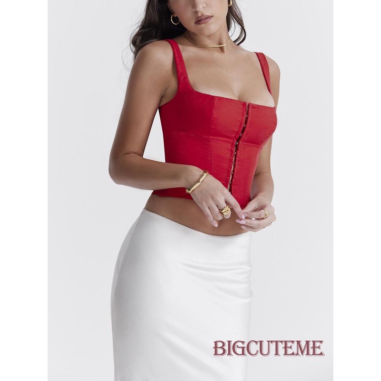 [] - Áo Tank Top Không Tay Cổ Vuông Màu Trơn Thời Trang Mùa Hè Cho Nữ