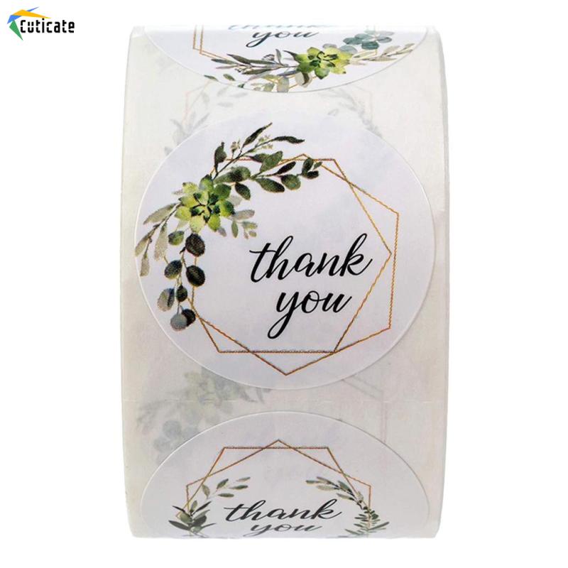 Cuộn 500 Miếng Dán Hình Tròn Trang Trí Túi Bánh Chữ Thank You Szlinyou1 DIY