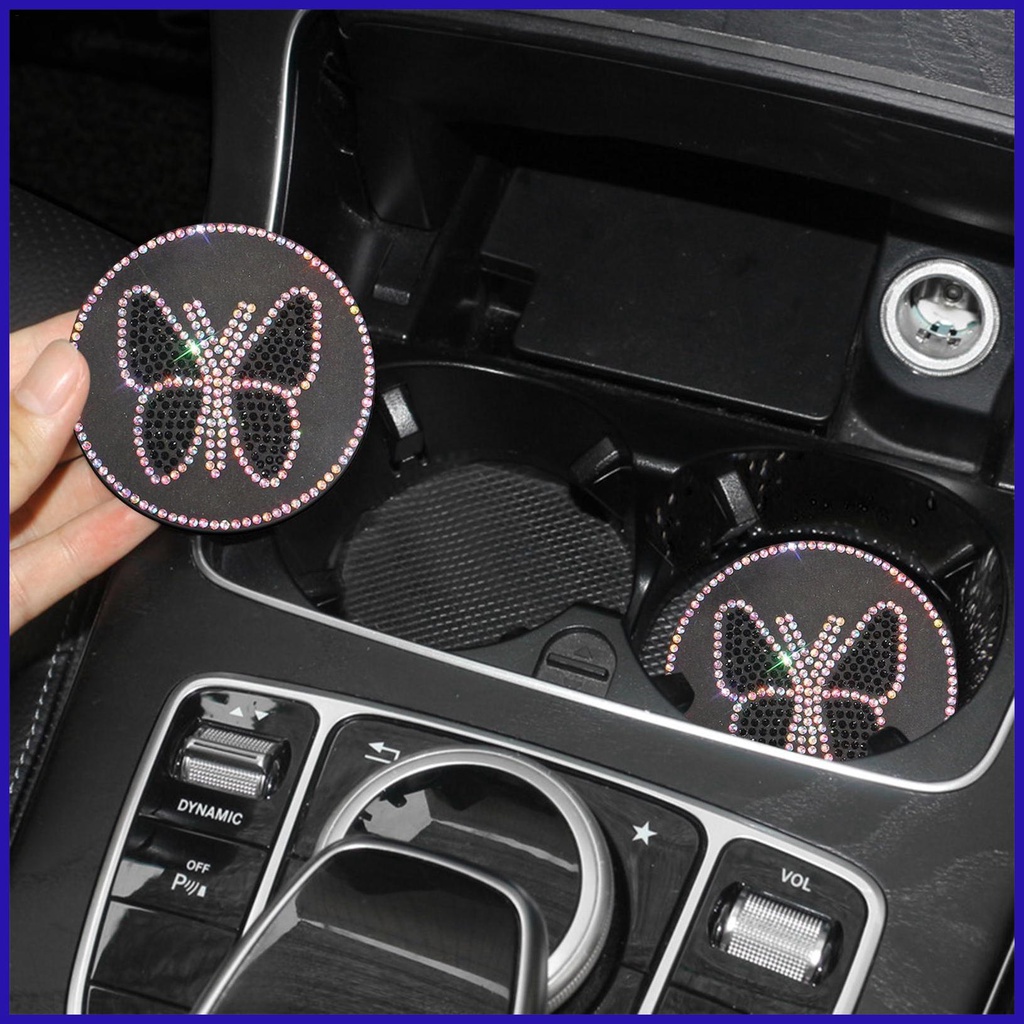 Đế Lót Ly Dày Cách Nhiệt Chống Trượt Hình Bướm Lấp Lánh Thông Dụng Cho Xe Hơi