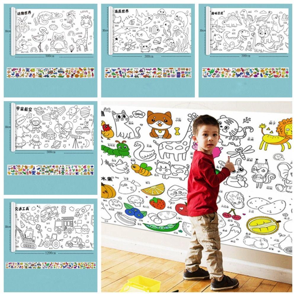 Cuộn Giấy Vẽ Tranh Màu Sắc Tự Dính Không Dùng Keo Cho Trẻ Em