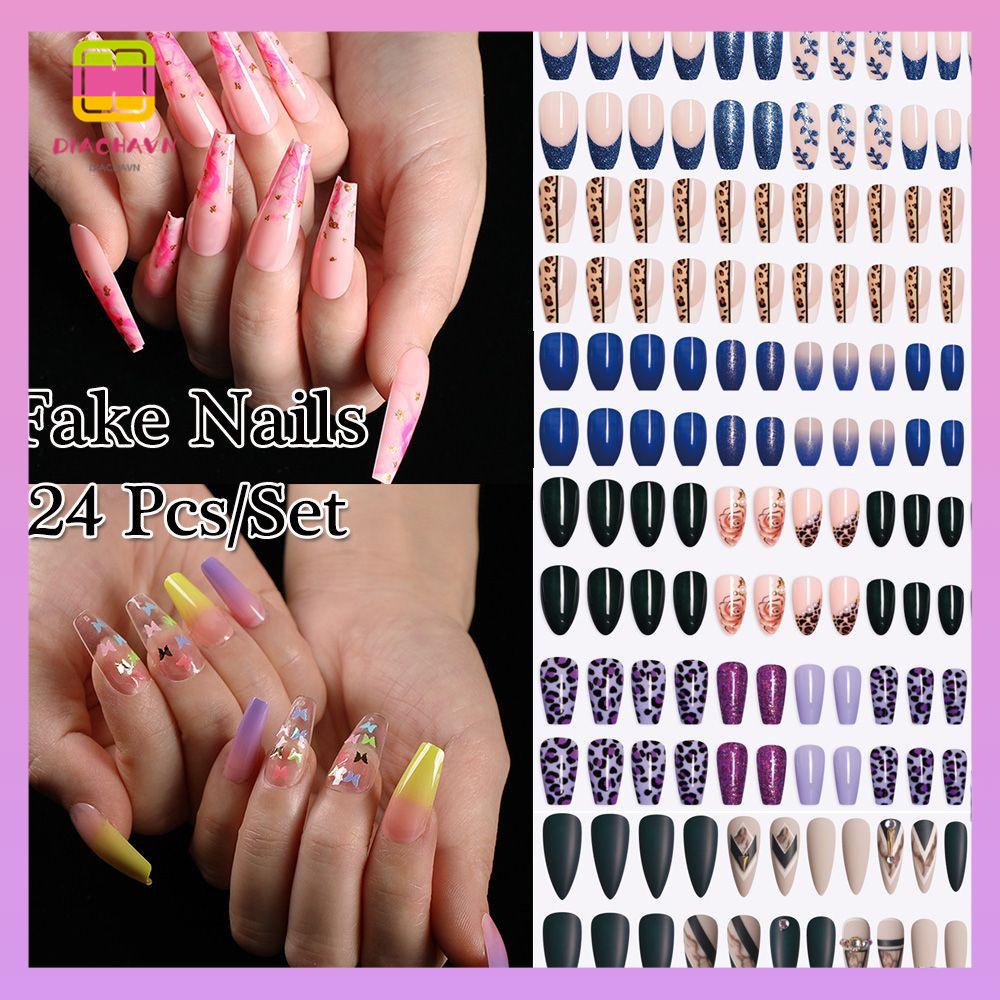 DIACHAVN Bộ 24 Móng Tay Giả Che Phủ Toàn Diện