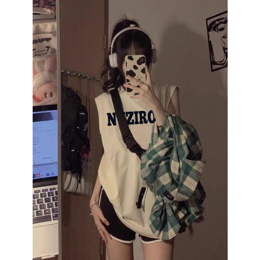 NRVP Áo Thun Nữ Không Tay 100% Cotton Thời Trang Hàn Quốc