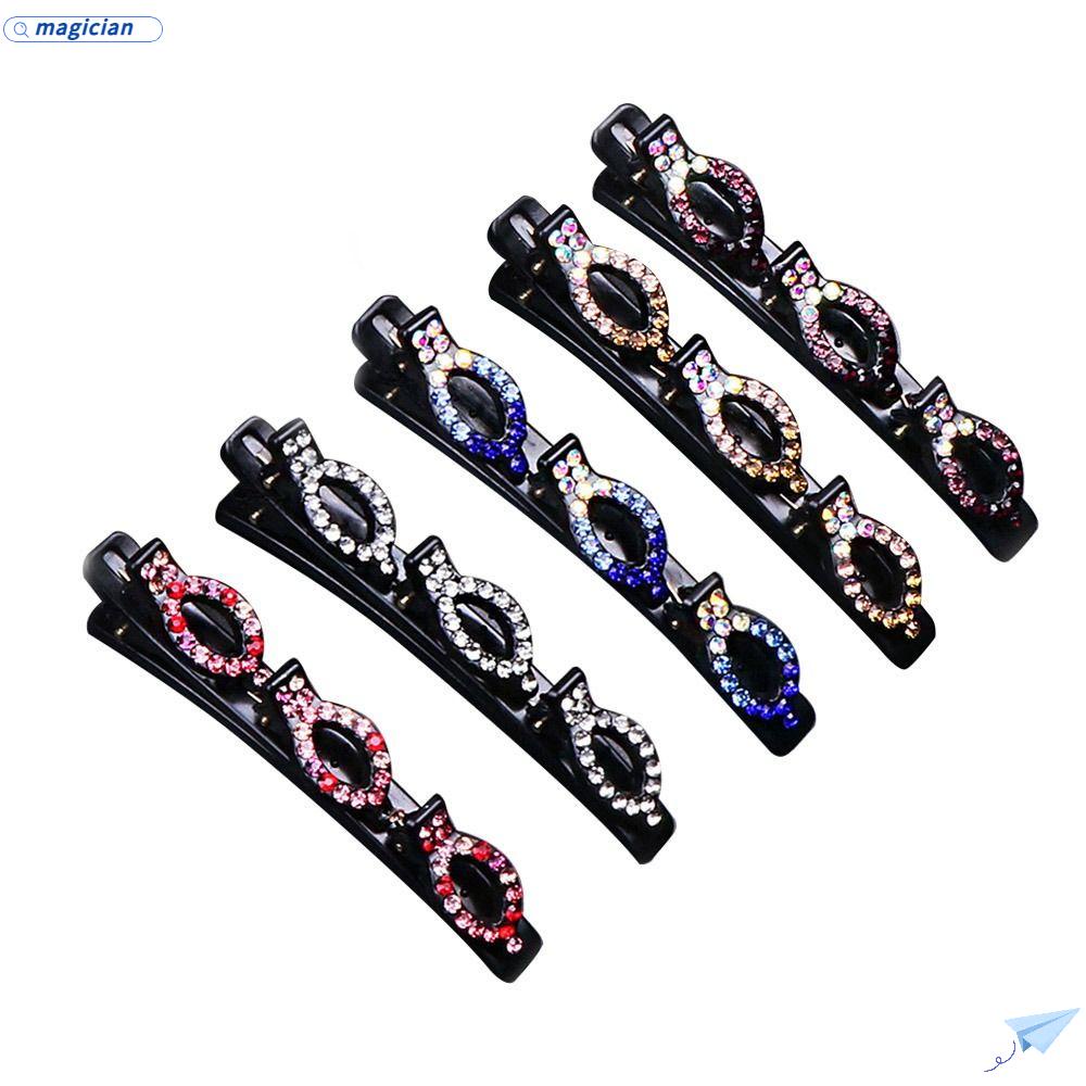 MAG Set 2 / 5 Kẹp Tóc Vải Satin Đính Đá Thiết Kế Mới Thời Trang