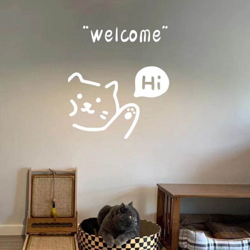 Miếng Dán Cửa Kính In Chữ Welcome Dễ Thương Trang Trí Cửa Hàng / Quán Trà Sữa / Cà Phê