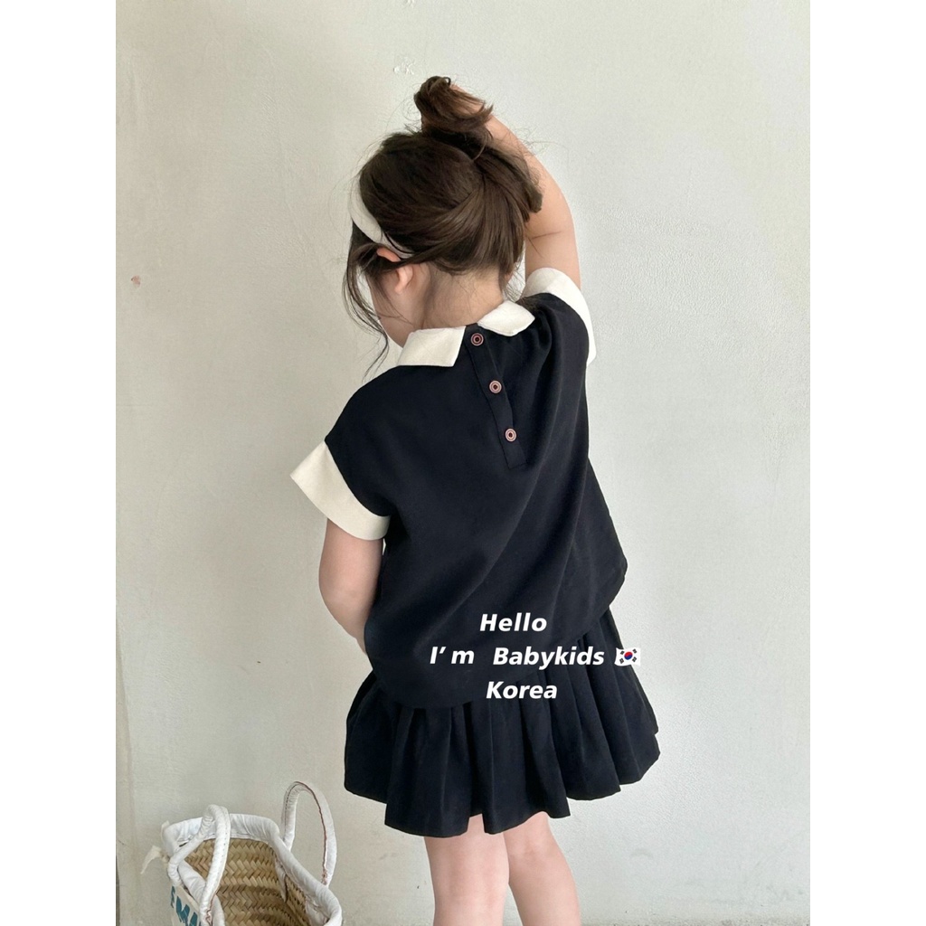 Bộ Áo Thun + Chân Váy Xếp Ly Phong Cách Preppy Thời Trang Mùa Hè 2023 Mới