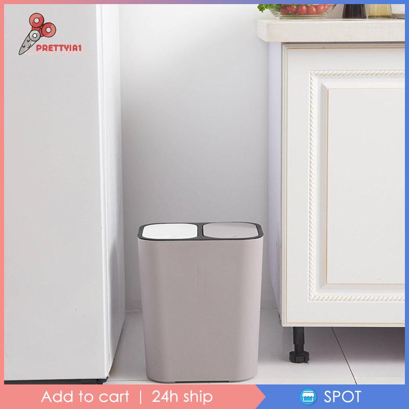Thùng Rác Tái Sử Dụng Ướt Và Khô 15 Lít Màu Trắng Cho Nhà Bếp [Prettyia1]
