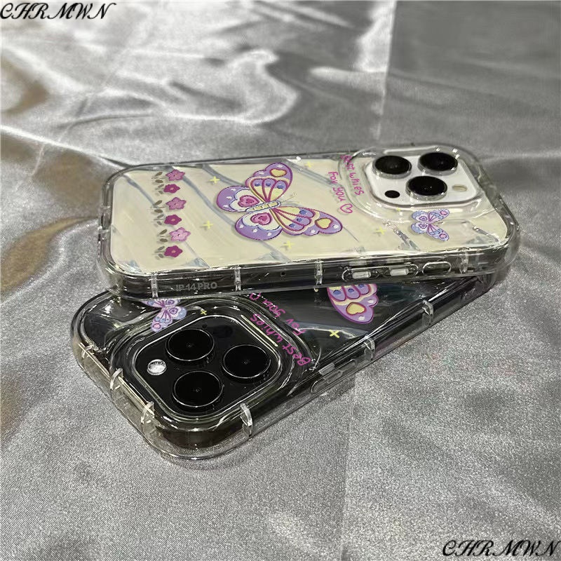 Ốp Điện Thoại Mềm Trong Suốt Họa Tiết Bướm Dễ Thương Cho Iphone 14Promax 8 1312 xr7 / 11plus KZ5A