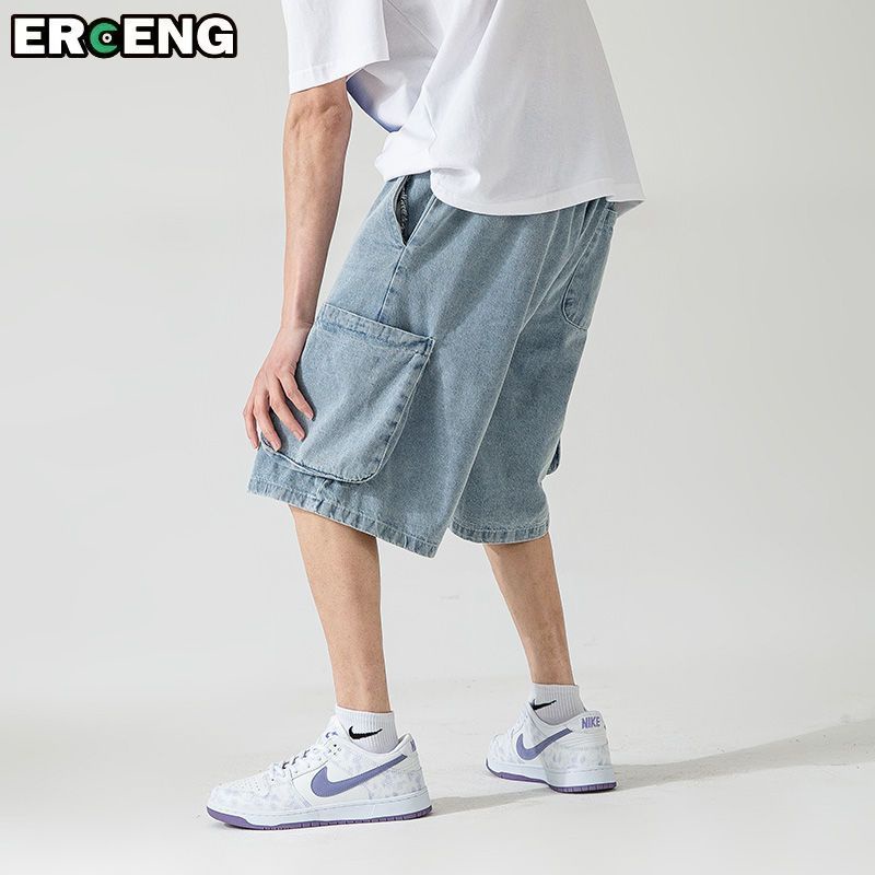Quần Short Denim Ống Rộng Phối Túi Lớn Thời Trang Mùa Hè Dành Cho Nam