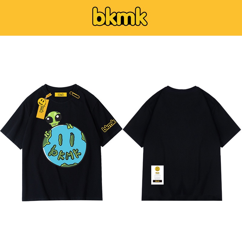 Áo Thun Tay Ngắn Dáng Rộng In Hình Mặt Cười Và Người Ngoài Hành Tinh Thời Trang Xuân Hè Cho Cặp Đôi