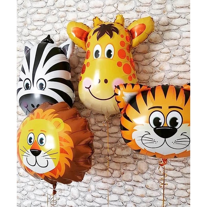 Set 5 / 6 Bong Bóng Lá Nhôm Hình Động Vật Hoang Dã Trang Trí Tiệc Sinh Nhật Cho Bé