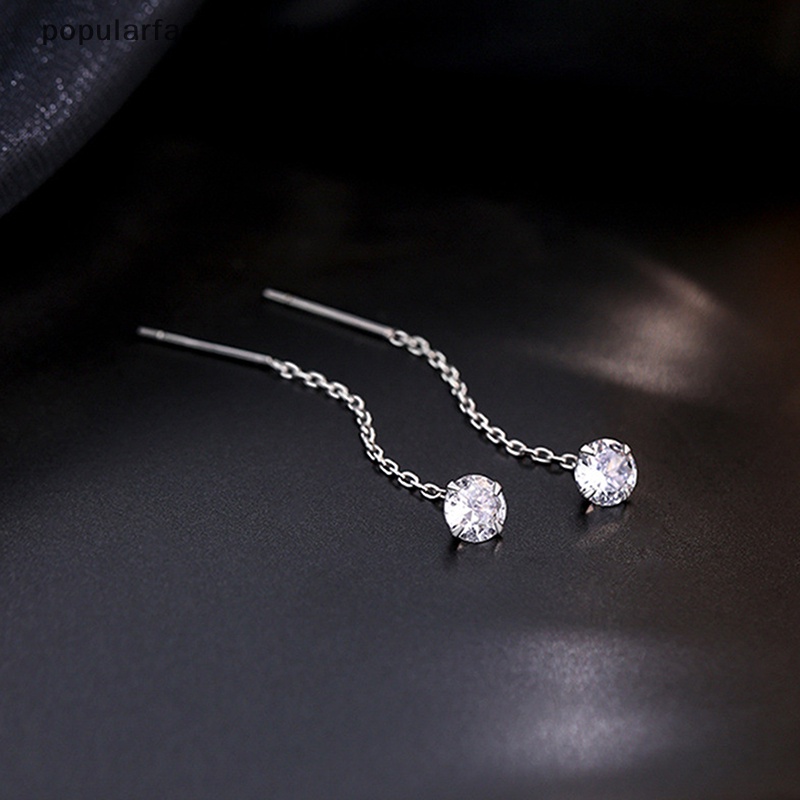 1 Bông Tai Dây Dài Đính Đá Zircon Hình Ngôi Sao / Trái Tim Đa Năng Cho Nữ