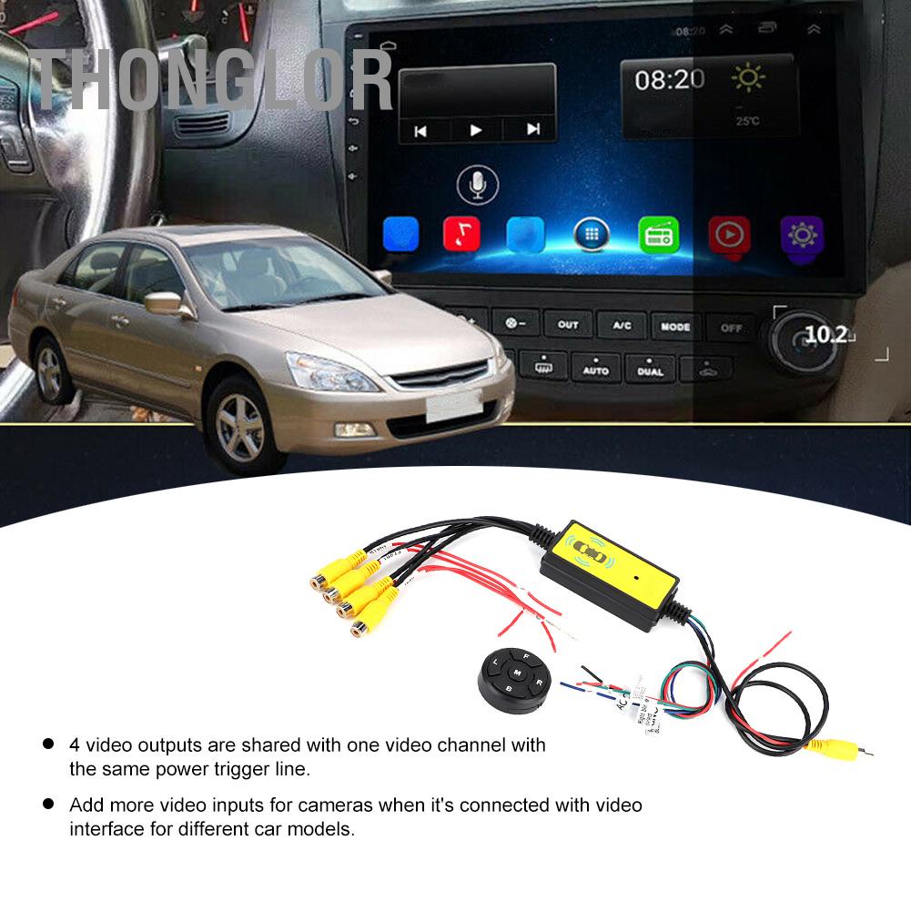 Thonglor Bộ chuyển đổi video xe hơi thông minh 4 đầu vào 1 ra Hệ thống Phụ tùng ô tô