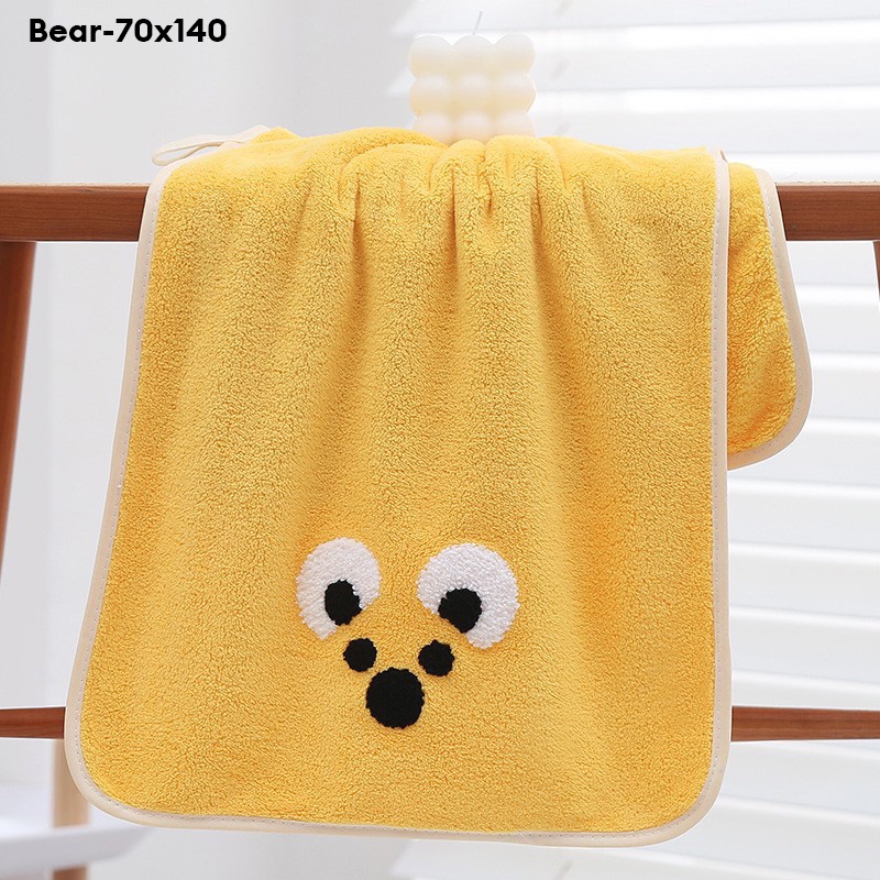 Phim hoạt hình động vật san hô nhung thêu khăn tắm khăn tắm trang chủ khăn tắm mềm hàng ngày