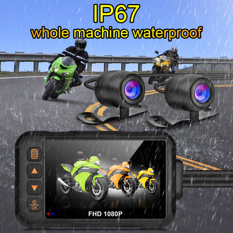 1 Bộ Camera Hành Trình Trước Và Sau Cho Xe Máy DVR 1080P Màu Đen