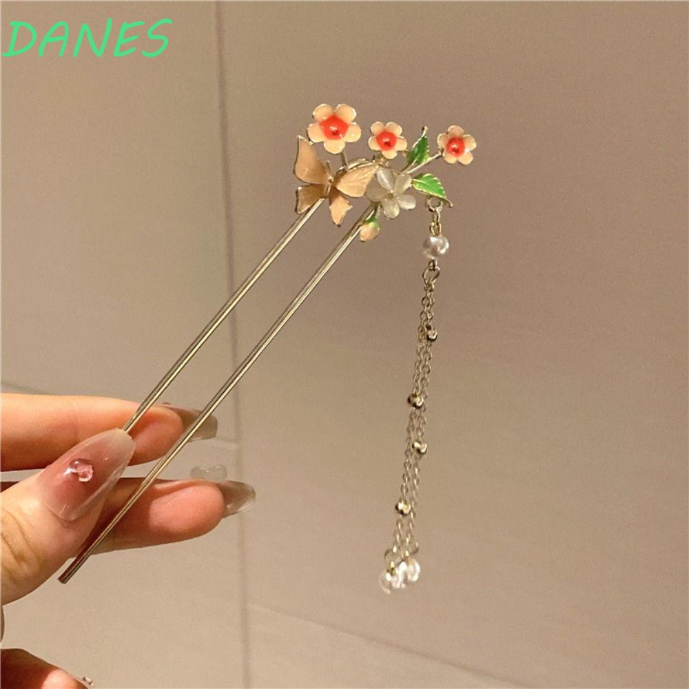 DANES Trâm Cài Tóc Chữ U Phối Tua Rua Phong Cách Hán Phục Ngọt Ngào Cho Nữ