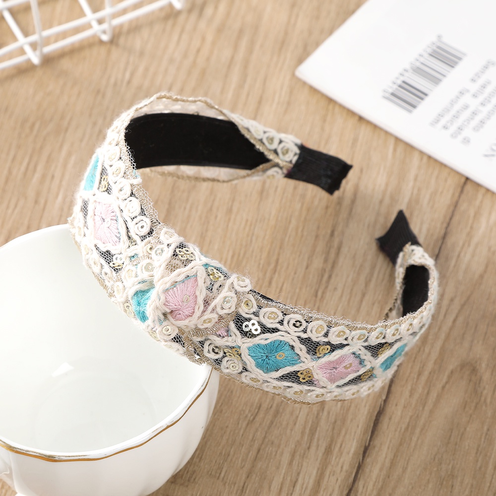 Haimeikang Băng Đô Vải Dệt Họa Tiết Hoa Thêu Phong Cách Cổ Điển Dành Cho Nữ