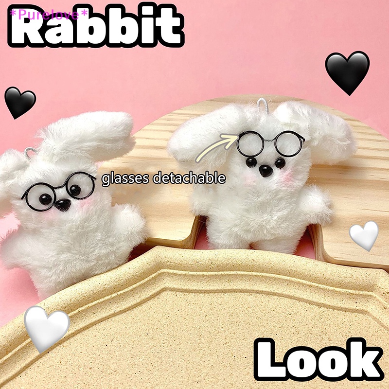 Búp Bê Thỏ Nhồi Bông Mềm Mại Đeo Kính Có Thể Tháo Rời Trang Trí Xe Hơi / Móc Khóa Sáng Tạo Mới