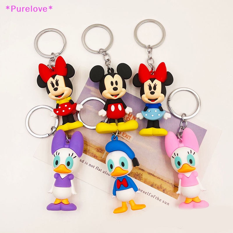 1 Móc Khóa Hình Chuột Mickey / Minnie / Gấu Pooh / Chuột Mickey Bằng Silicon Đáng Yêu Dành Cho Cặp Đôi Mới