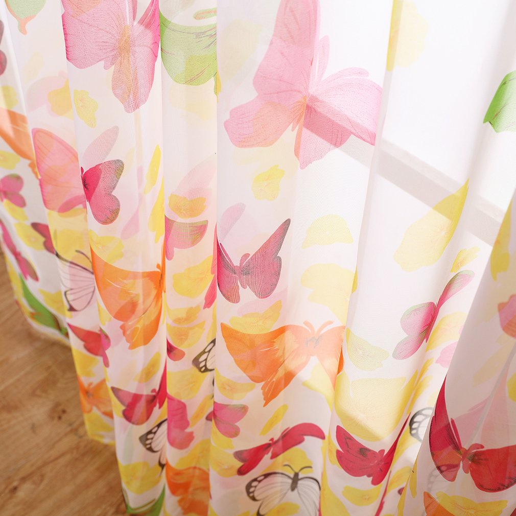 =Christmas=Butterflies Voile Curtains Divider Window Curtain Sheer Romantic Curtains
