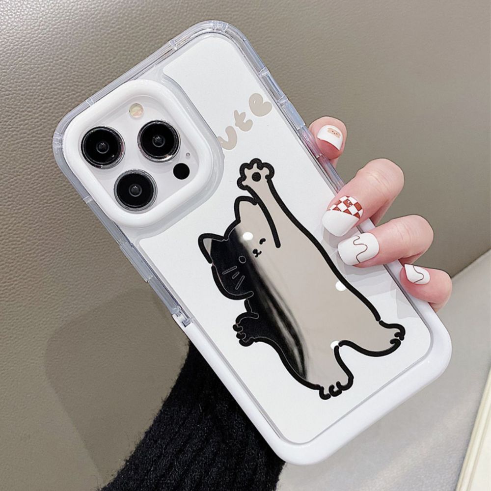 Ốp Điện Thoại TPU Mềm Chống Sốc Có Giá Đỡ Ẩn In Hình Mèo Hoạt Hình Dễ Thương Cho IPhone 11 12 13 14 Pro Max