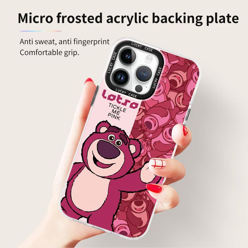 Ốp Điện Thoại IMD Màu Laser Hình Gấu Hồng Cho Iphonexr12678Plus 1314 promax