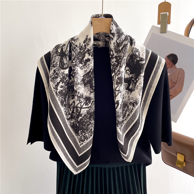 Khăn Quàng Cổ 65 X 65cm Chất Liệu Cotton Lanh Mỏng In Họa Tiết Động Vật Cho Nữ