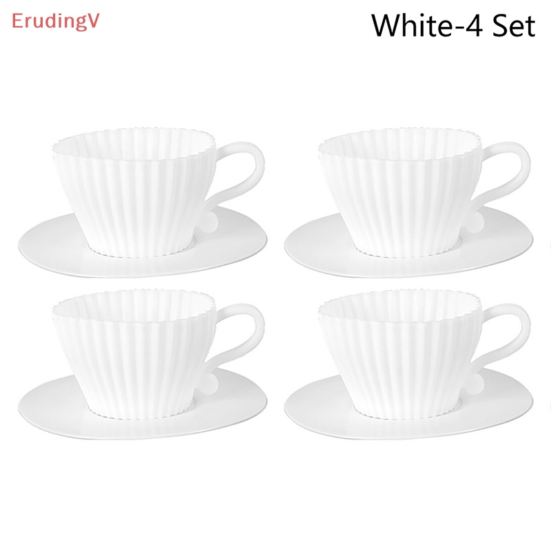 Bộ 1 / 4 Khuôn Silicone Làm Bánh Cupcake Hình Tách Trà Chịu Nhiệt