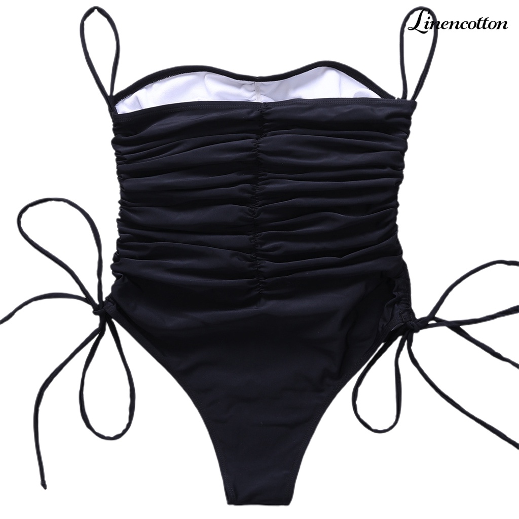 Đồ Bơi Một Mảnh Mùa Hè Ôm Dáng Xếp Ly Có Mút Đệm Vai Màu Trơn Cho Nữ