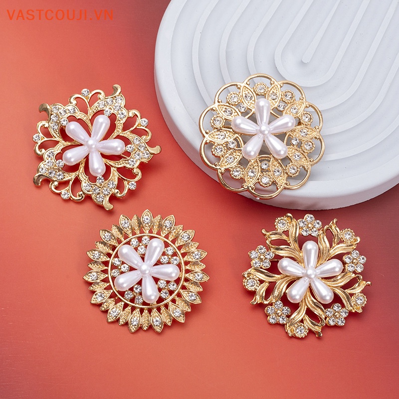 Ghim Cài Áo Hình Hoa Đính Đá Ngọc Trai Giả Bằng Hợp Kim Thời Trang Cho Nữ