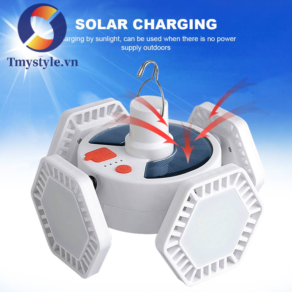 Đèn Cắm Trại Năng Lượng Mặt Trời Chống Thấm Nước 85W Gấp Gọn Tiện Lợi