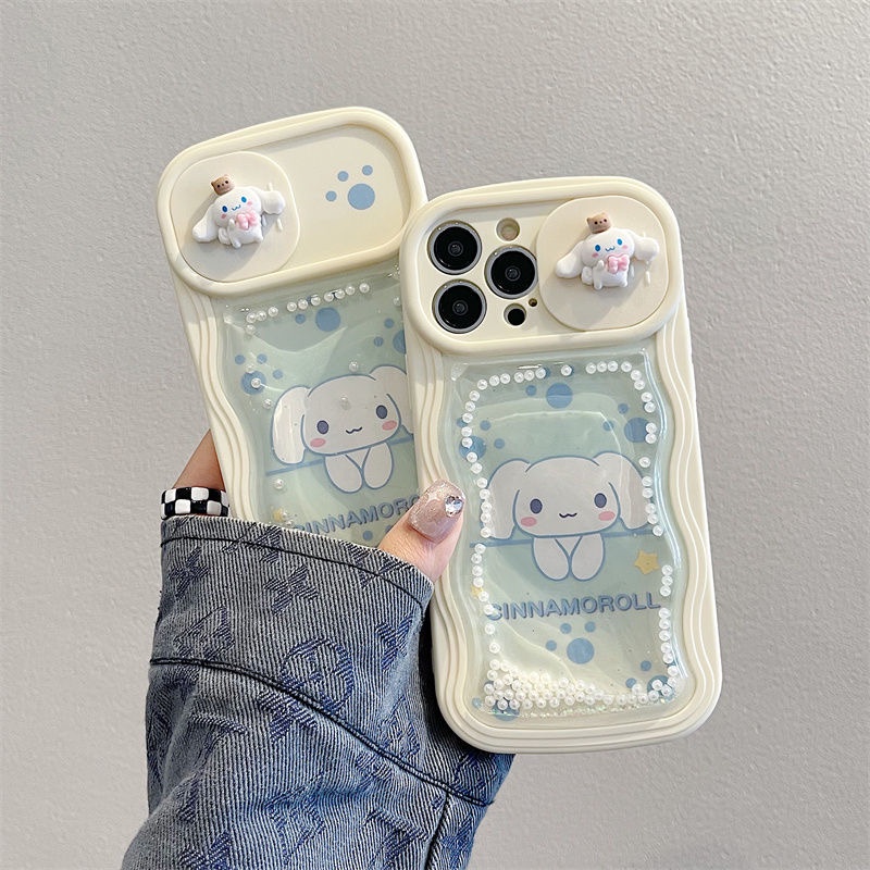 Ốp Điện Thoại TPU Mềm Trang Trí Cát Kim Tuyến In Hình Chú Chó Cinnamon 3D Cho iPhone 14 13 12 Pro Max 11